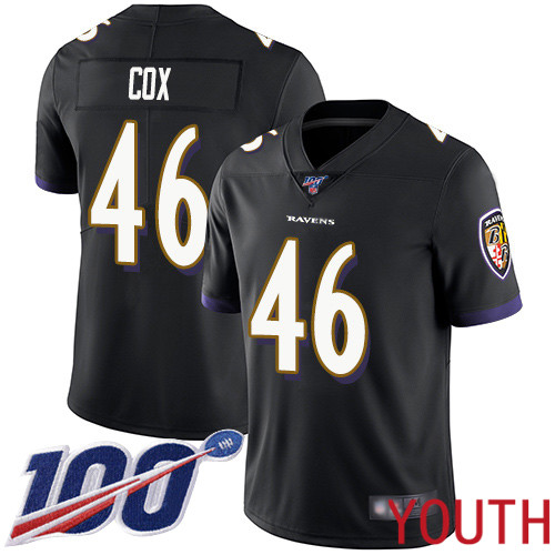 Baltimore Ravens Limited Black Youth Morgan Cox Alternate Jersey NFL Football 46 100th Season Vapor Untouchable